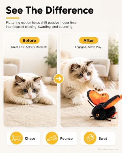Smart Sensing Flapping Butterfly Toy for Cats