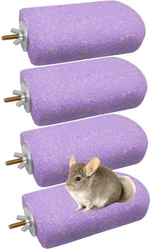 Chinchilla Lava Ledges Rat Climbing Platform 4 Pack Pumice Ledge Shelf Pet Chewing Grinding Toys Small Animals Cage Accessories for Totoro Squirrel Guinea Pig Hamster Purple
