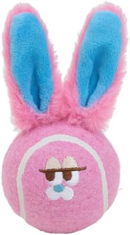 ZEZE Bonnie the Bunny Squeaky Dog Toy, Cute Plush Tennis Ball Dog Toy with Dual Squeaker & Crinkle Sound, Soft Fetch & Chew Toy for Small to Medium Dogs & Puppies, Gift-Ready Designer Pet Toy