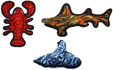 TUFFY® 3 Pack Lobster Stingray Tiger-Shark Ultra Durable Plush Dog Toys