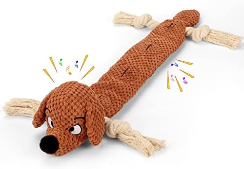 Letsmeet Dog Toys,Squeaky Dog Chew Toy with Crinkle Paper,Interactive Tough Plush Rope Toys for Small Medium Large Dogs with Gift Boxes