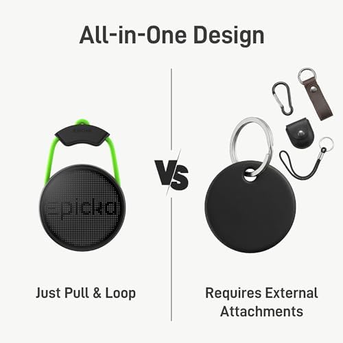 Epicka Tracker Tags with Adjustable Strap, 2-Year Battery, 4 Pack, Black | Works with Apple Find My (iOS Only), IP67 Waterproof, NFC-Enabled Item Finder for Keys, Luggage, Bikes, and Pets