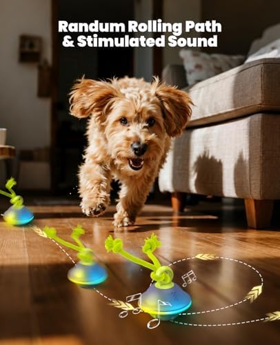 Xeuch Smart Interactive Dog Toys, Automatic Moving and Rolling Dogs Ball with Rope, Motion-Activated Squeaky Ball for Small Medium Dogs for Boredom, RGB Lights, stimulating Sound, Voice Recording