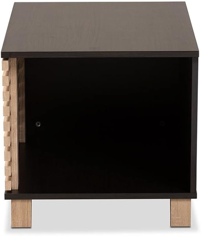 Baxton Studio Eckhart Modern and Contemporary Two-Tone Dark Brown and Oak Finished Wood Cat Litter Box Cover House