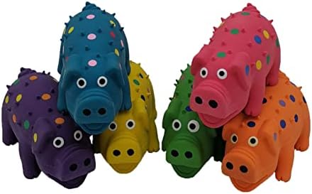 6 Pack 4 Inch Mini Latex Dog Squeaky Toys Polka Dot Piglet Pig Dog Toy for Mimi Small Dogs
