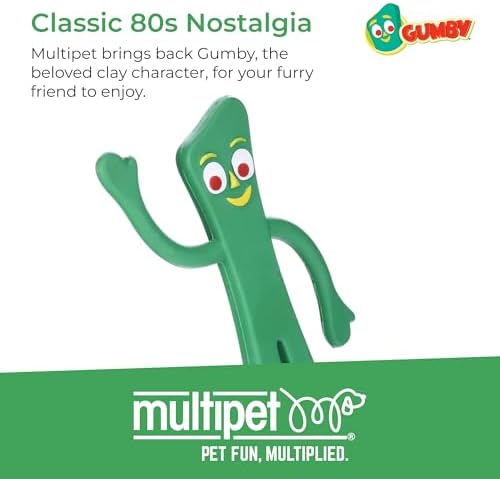 Multipet Gumby Latex Dog Toy - Squeaky Toy for All Dogs - Easy-to-Clean Dog Squeaky Toys - for Cuddling, Chewing & Playing - Cute Pet Toy (9", Green)