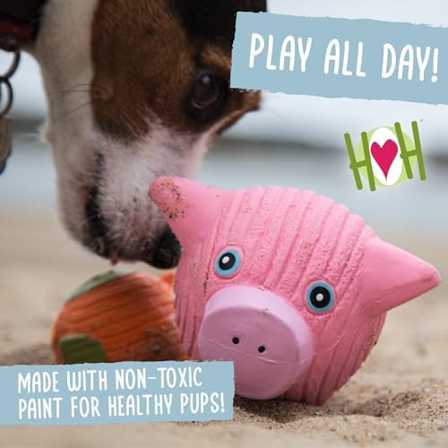 HuggleHounds Ruff-Tex Latex Ball Dog Toy - Dog Toys Rubber, Puppy Toys, Puppy Essentials, Heavy Duty Squeaky Ball for Small, Medium & Large Dogs, All Breeds - Morris Moose, Large