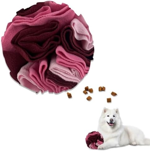 Andiker 5.9" Snuffle Ball for Dogs, Plush Colorful Interactive Snuffle Ball Hide Treat Dog Puzzle Toy for Relieving Boredom and Training Machine Washable Dog Balls for Small Dogs (Pink, L)