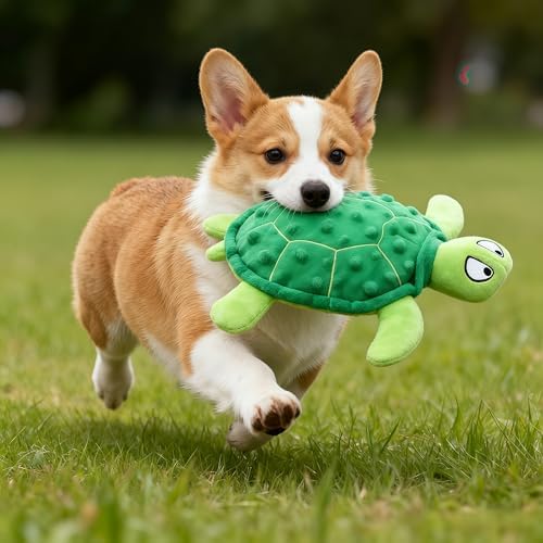 Plush Turtle Dog Toy with Squeaker for Small Dogs and Puppies