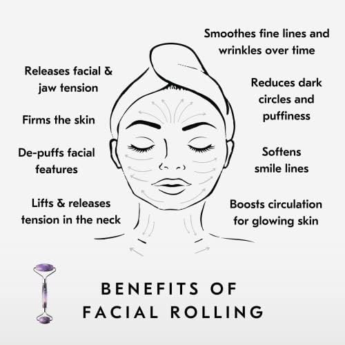 Mount Lai De-Puffing Amethyst Face Roller – The Stone of Tranquility, Facial Massager to Soothe, Calm & De-Puff Sensitive Skin, A Self-Care Ritual for Radiance
