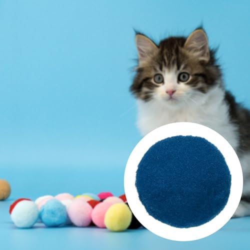 Cat Toy Pom Ball, Interactive Cat Ball Toys Fuzzy Pompoms (Plush, 1.2Inch, 30Pcs, Sapphire) for Kittens Pet Enrichment Training Play Indoor