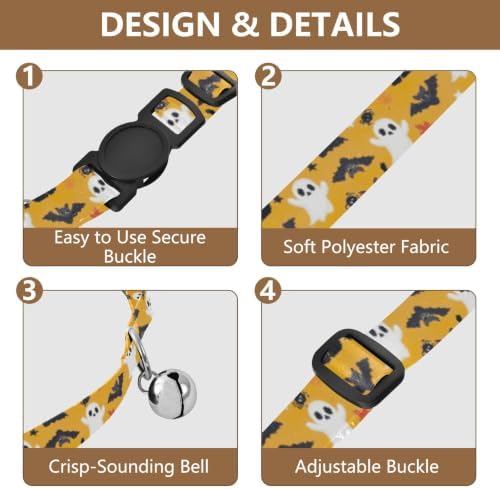 Cute Black Cats Small Dog Collar with Bell 2 Pack Kitten Collars Adjustable 10.6 to 17.1 Inches