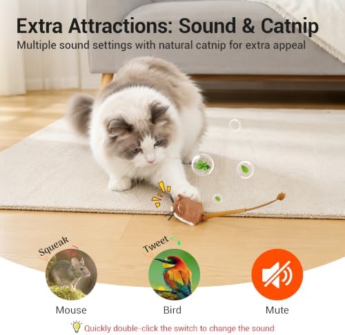 Potaroma Interactive Cat Toy Rechargeable Motion Activated Rolling Mouse