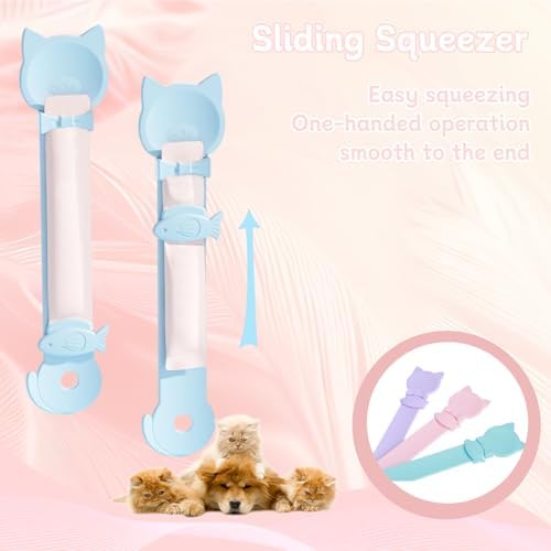 RUIAN 3 Pack Cat Treat Spoon Dispenser, Mess-Free Lickable Treat Feeder for Cats, Squeeze Spoon for Wet Food & Treat Tubes, Easy Clean, BPA-Free Plastic Cat Feeding Spoon