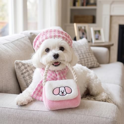Girl Dog Toys for Small Dogs - 5-Pack with 4 Squeaky Toys and Crinkle Purse