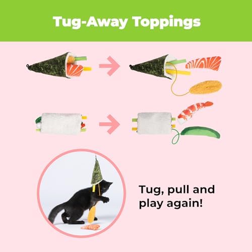 Best Pet Supplies Catify Interactive Cat Toy with Catnip - Sushi Rolls Set