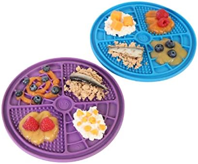 Hyper Pet IQ Treat Mat, Lick Mat for Dogs & Cats, Dental Care, Boredom Buster, Textured Surface, Suction Cups, 7.88x0.25x7.88in, Blue/Purple