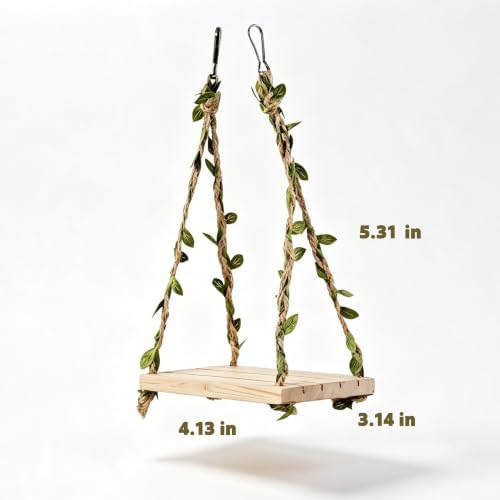 Hanging Bird Swing Bird-Toys Bird Cage Toys & Bird Perch Natural Wood