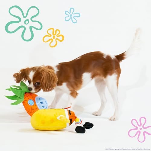 SpongeBob SquarePants, Squeaky Plush Dog Toys, Pineapple Set, 2-Pack