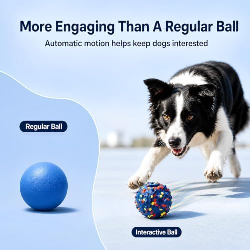 Smart Interactive Dog Toys for Large Dogs, 3.1 Inch Auto Lightweight Moving Dog Toy, Chew-Resistant E-TPU Interactive Dog Ball, IP54 Waterproof, USB-C Rechargeable, Indoor & Outdoor