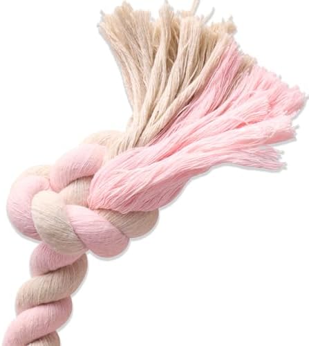 Pet Passion Natural Rubber Tire and Organic Cotton Rope Pull and Chew Dog Toy for All Pet Breeds, Blush, Small