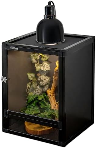 12"x12"x18" Reptile Terrarium, Hybrid Cage PVC Habitat Enclosure with Screen & Acrylic Doors, Ventilated Tank for Gecko,Chameleon, Snake, Frog, Easy Assembly, Front Dual Access