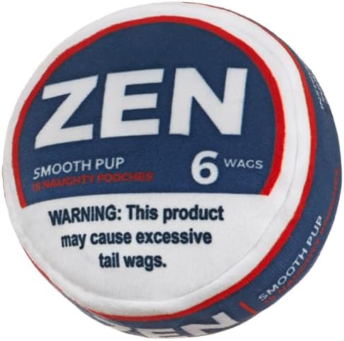 Nestpark Zen Pupper Deckies Parody Dog Toy - Plush Squeaky and Crinkle Funny Dog Toy (Smooth Pup)