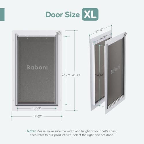 Baboni Dog Door for Door,Metal Frame,X-Large