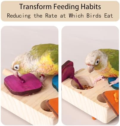 Birdie Puzzle Feeder - Interactive Foraging Toy for Parrots, Parakeets, Cockatiels, Conures | Mental Enrichment & Stimulation Game to Prevent Boredom (Colorful)