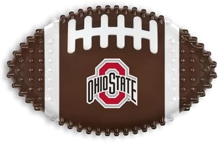 NCAA Ohio State Buckeyes Mega-Chew Hard Nylon Bacon-flavored Dog Bone Football Chew Toy. Interactive Tasty & Fun Dog Chew Toy. Indestructible Strong Durable Tough Dog Toys for Aggressive Chewers