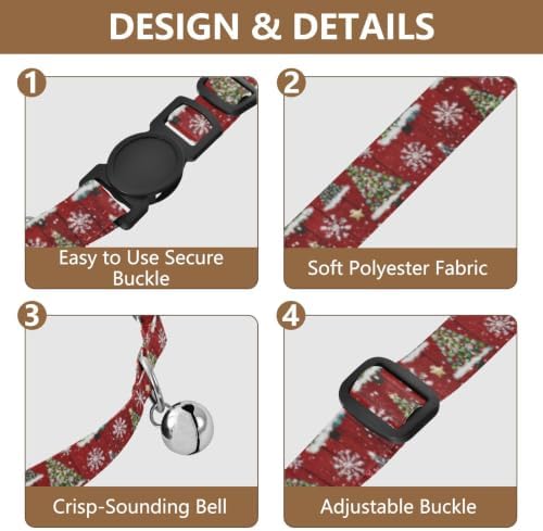 Christmas Trees Dots Red Cat Collars 2 Pack Cat Neck Collar Adjustable Length 10.6" to 17.1"