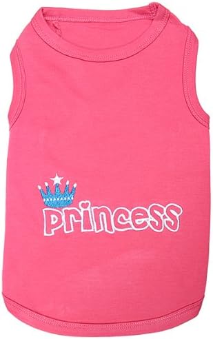 Parisian Pet Princess Dog Shirt – 100% Cotton Shirts for Small Dogs – Pink Sleeveless Puppy Clothes – Lightweight and Breathable Dog Apparel – Girl Dogs Clothes - Stretchy Pet T Shirts