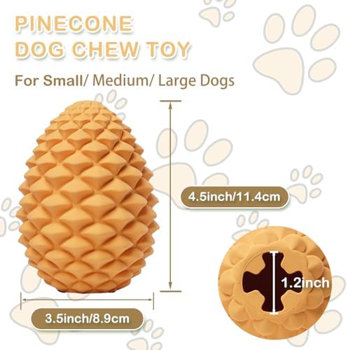 Dog Chew Toys Gift - Pine Cone Treat Dispenser for Pet Medium Large Breeds - Durable Interactive Puzzle Toys for Aggressive Chewers to Relieve Boredom Anxiety Birthday Gift