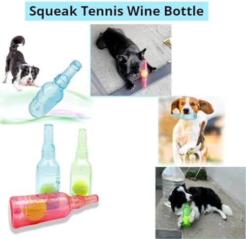 LELEBEAR Dog Play Bottle Toy, Bottle Toy for Dogs, Interactive Dog Chew Toy with Tennis Ball, Water Bottle Pets Dogs Chew Toys (Blue, 25CM)