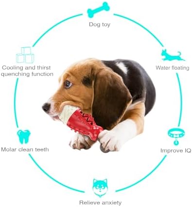 Cooling Freezable Dog Toy with Natural Coffee Wood – Dental Cleaning, Teething Relief & Treat Dispensing Chew Toy for Small Medium Large Breeds (Red)