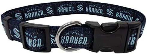 Pets First Dog Collar - NHL Seattle Kraken PET Collar, Size: Medium. - A Cool, Cute, Fashionable, Adjustable, Durable Collar for Dogs & Cats Looking to Support Their Hockey Team!, Blue (KRA-3036-MD)