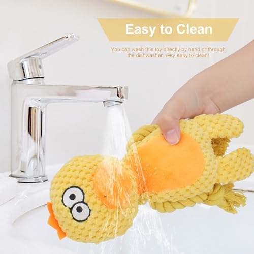 Dog Toys, Dog Squeaker Toys with Crinkle Paper (Yellow Duck)
