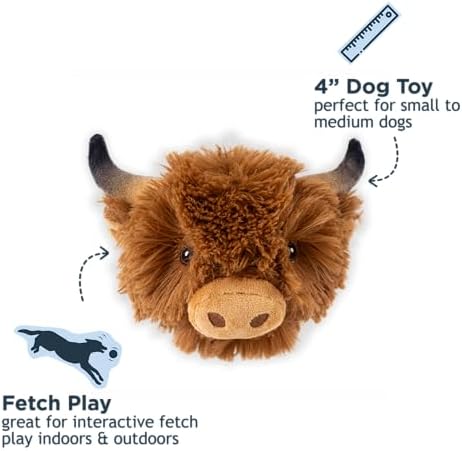 Tall Tails 2-in-1 Fetch Ball Dog Toy, Highland Cow