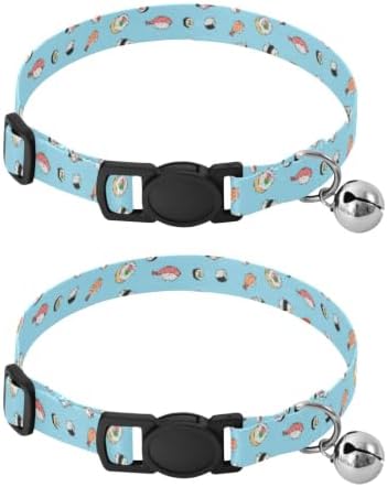 Sushi Adjustable Buckle Kitten Collars 2 Pack Lightweight Pet Collar for Cats and Dogs