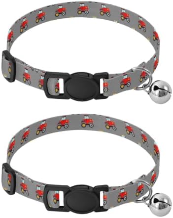 Cartoon Tractor Gray Pet Collar 2 Pack Pet Collars for Cats Adjustable Length 10.6" to 17.1"