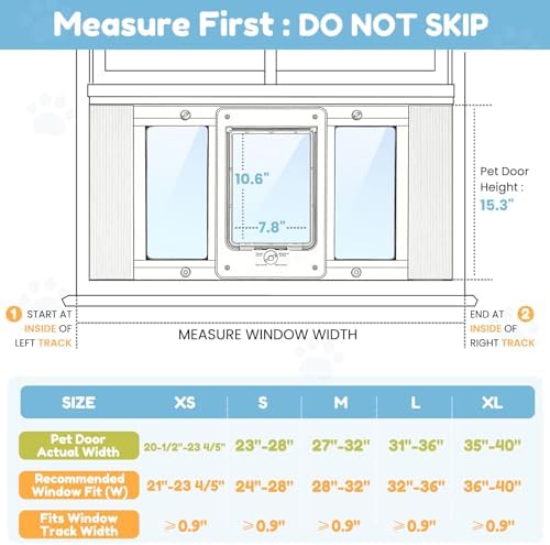 Petoasis Cat Door for Window & Small Dog, Quick Damage-Free Install, 28"-32" Width Adjustable, All Aluminum Frame, 4-Way Lock, Magnetic Closure Cat Window Door, Extra Window Lock & Sealing Strips (M)