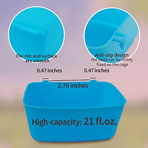 6 Pack Feeder Waterer Chicken 21 oz Food Water Cage Cups Puppy Cat Rabbit Hanging Feeding Dish Coop Bowl Watering Container Treats Drinker for Pigeon Bird Bath Basin Hamster Bed