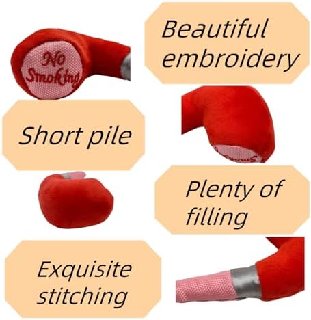 Squeaky Plush Dog Toy - Interactive Soft Stuffed Chew Toy for Molar Teeth Cleaning - Tobacco Pipe Pattern Durable Cute Pet Toy for Small Medium Size Dogs