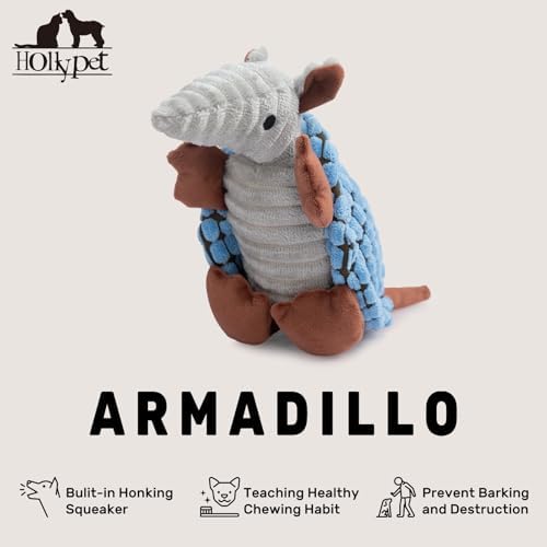 Hollypet Armadillo Squeaky Puppy Dog Toys for Small Medium Dogs, 8"