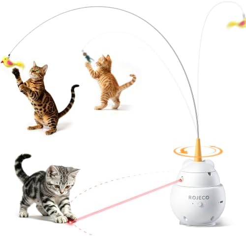 ROJECO Interactive Cat Toys,2 in 1 Automatic Cat Toy with Flying Bird