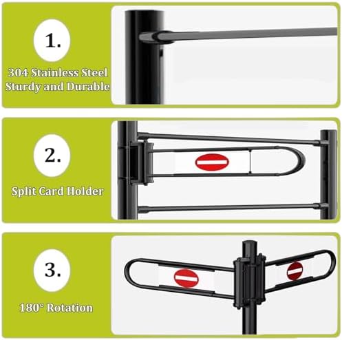 Heavy Duty Metal Swing Safety Gate, Spring-Loaded One-Way Door, Auto Closing, Child & Pet Proof, Indoor/Outdoor Use, Adjustable Width, Easy Installation