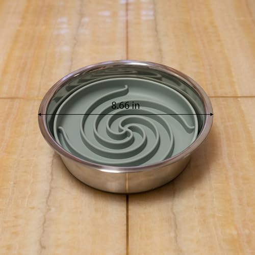 Bifeaw Slow Feeder Dog Bowls, Dishwasher Microwave Safe Silicone Puppy Puzzle Bowl with Non-Slip Design for Eating (Grey Green)