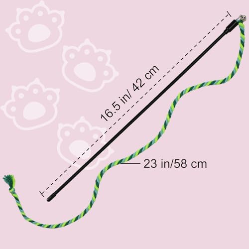 Interactive Cat Toys, 3 Pcs Cat Wand Toys for Indoor Kitten with Colorful Hemp Rope and Small Bell, Kitty Teaser String Toy for Indoor Cats to Chase and Exercise