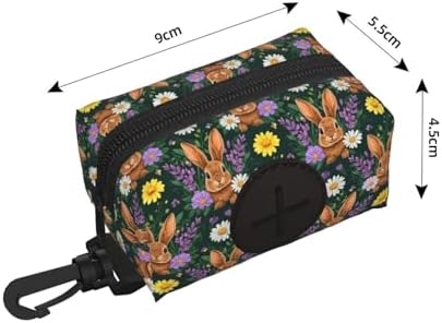 Rabbit Bunny Floral Dog Treat Pouch for Pet Walking and Training with Clip Small Zipper Dispenser for Leash and Outdoor Use