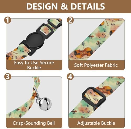 Violins Cat Collars with Bell 2 Pack Puppy Collar Adjustable Length 10.6" to 17.1"